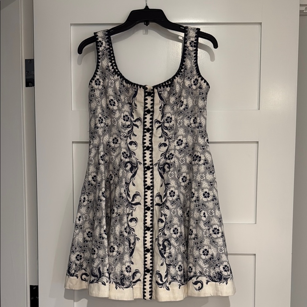 Floral Embroidered Dress - Black and White